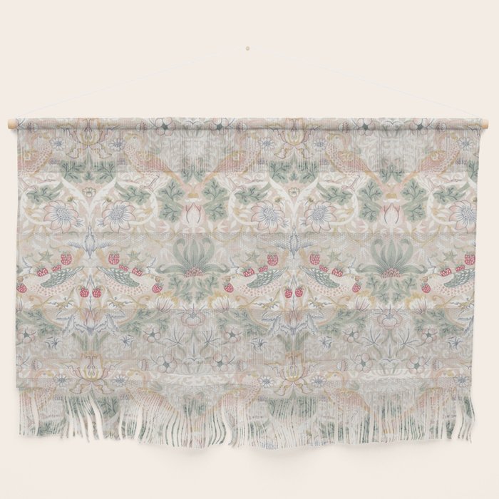 William Morris Vintage Strawberry Thief Soft Cream Pattern Wall Hanging Gallery Image 1