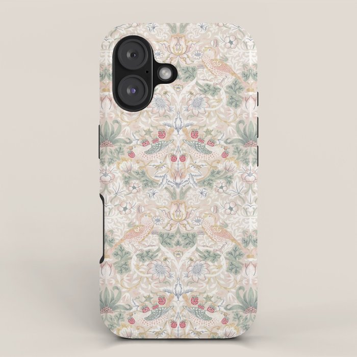 William Morris Vintage Strawberry Thief Soft Cream Pattern iPhone Case Gallery Image 1
