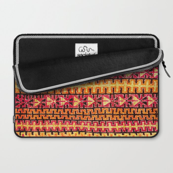 Red Orange Striped Geometric Abstract Antique Moroccan Rug Print Laptop Sleeve Gallery Image 2