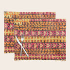 Red Orange Striped Geometric Abstract Antique Moroccan Rug Print Placemat Gallery Image 1