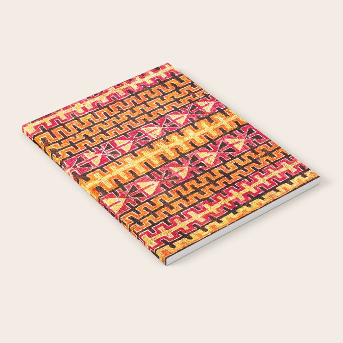 Red Orange Striped Geometric Abstract Antique Moroccan Rug Print Notebook Gallery Image 2