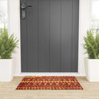 Red Orange Striped Geometric Abstract Antique Moroccan Rug Print Welcome Mat Gallery Image 3