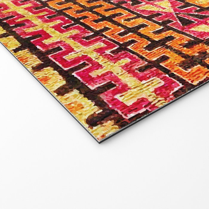 Red Orange Striped Geometric Abstract Antique Moroccan Rug Print Welcome Mat Gallery Image 2