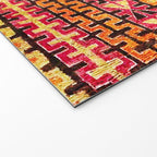 Red Orange Striped Geometric Abstract Antique Moroccan Rug Print Welcome Mat Gallery Image 2
