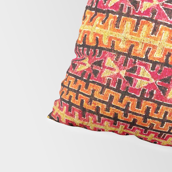 Red Orange Striped Geometric Abstract Antique Moroccan Rug Print Pillow Sham Gallery Image 4