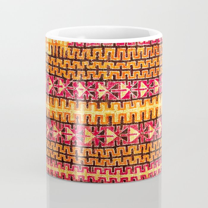 Red Orange Striped Geometric Abstract Antique Moroccan Rug Print Coffee Mug Gallery Image 4