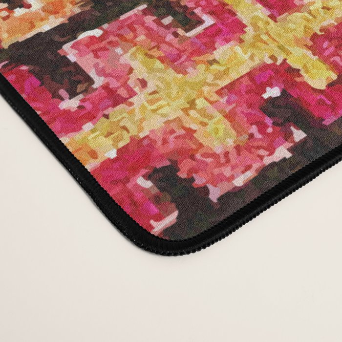 Red Orange Striped Geometric Abstract Antique Moroccan Rug Print Desk Mat Gallery Image 4