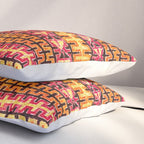 Red Orange Striped Geometric Abstract Antique Moroccan Rug Print Pillow Sham Gallery Image 3