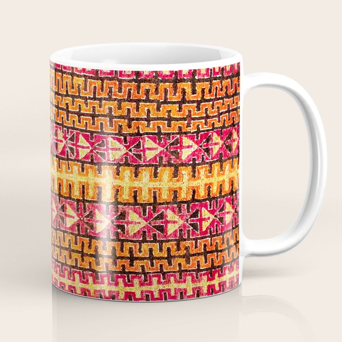 Red Orange Striped Geometric Abstract Antique Moroccan Rug Print Coffee Mug Gallery Image 1