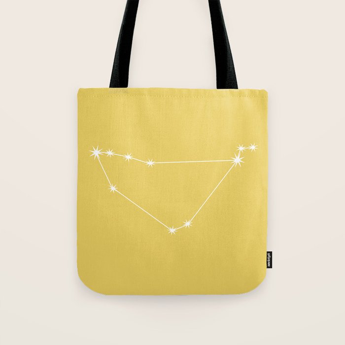 Capricorn Zodiac Star Constellation Line Art Soft Yellow Tote Bag Gallery Image 1