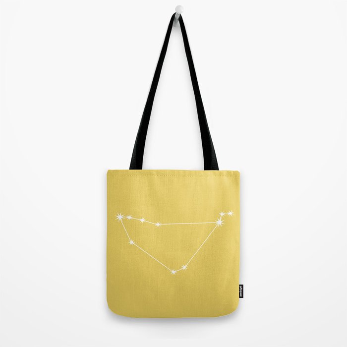 Capricorn Zodiac Star Constellation Line Art Soft Yellow Tote Bag Gallery Image 2