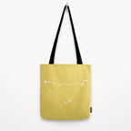 Capricorn Zodiac Star Constellation Line Art Soft Yellow Tote Bag Gallery Image 2