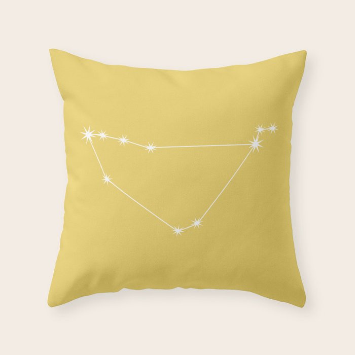 Capricorn Zodiac Star Constellation Line Art Soft Yellow Throw Pillow Gallery Image 1