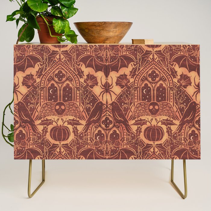 Gothic Halloween Damask - spiced pumpkin  Credenza Gallery Image 1