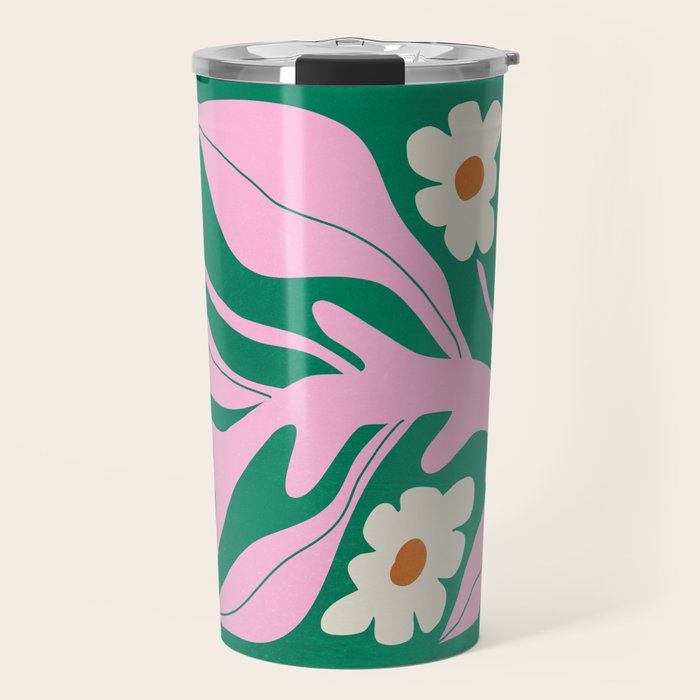 Lavender & Tropical Green: Les Fleurs | Flower Market Color Series 08 Travel Mug Gallery Image 1