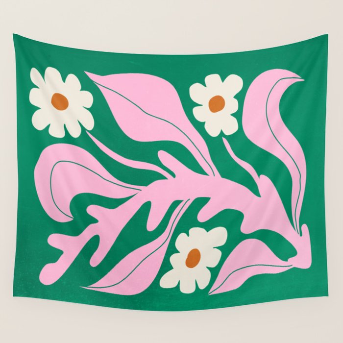 Lavender & Tropical Green: Les Fleurs | Flower Market Color Series 08 Wall Tapestry Gallery Image 1