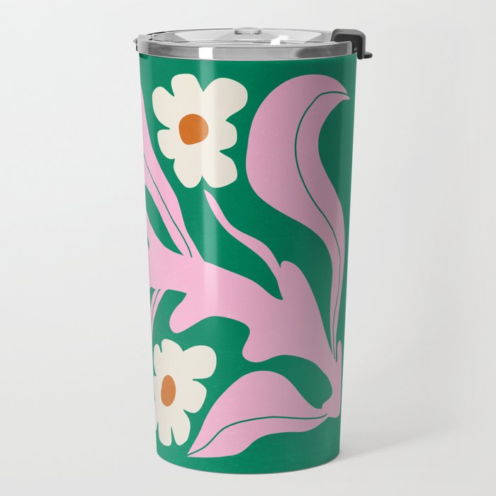 Lavender & Tropical Green: Les Fleurs | Flower Market Color Series 08 Travel Mug Gallery Image 2