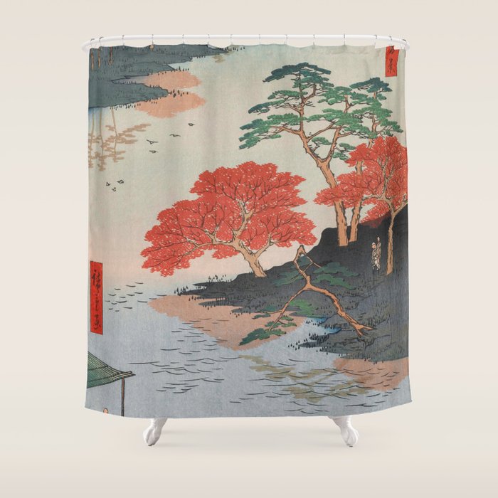 Inside Akiba Shrine Vintage Ukiyo-e Japanese Art Shower Curtain Gallery Image 1