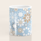 Floral Retro Garden Flower Pattern in Ice Blue Coffee Mug Gallery Image 4