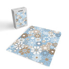 Floral Retro Garden Flower Pattern in Ice Blue Jigsaw Puzzle Gallery Image 2