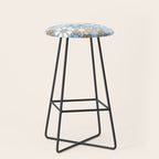 Floral Retro Garden Flower Pattern in Ice Blue Stool Gallery Image 1