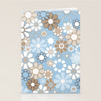 Floral Retro Garden Flower Pattern in Ice Blue Stationery Card Gallery Image 2