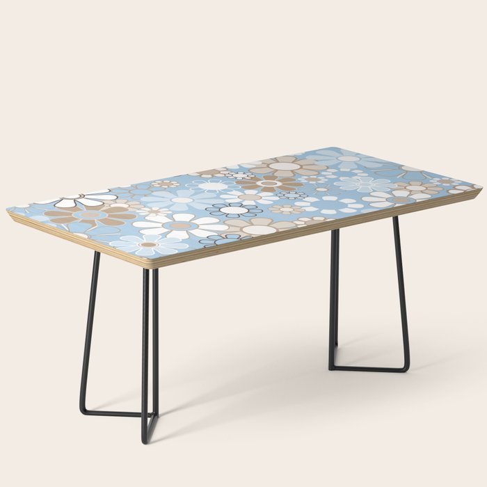 Floral Retro Garden Flower Pattern in Ice Blue Coffee Table Gallery Image 1