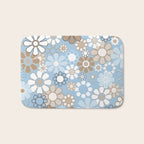 Floral Retro Garden Flower Pattern in Ice Blue Bath Mat Gallery Image 1