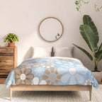 Floral Retro Garden Flower Pattern in Ice Blue Comforter Gallery Image 3