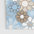Floral Retro Garden Flower Pattern in Ice Blue Poster Gallery Image 3
