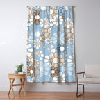 Floral Retro Garden Flower Pattern in Ice Blue Window Curtain Gallery Image 5