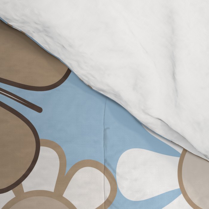 Floral Retro Garden Flower Pattern in Ice Blue Comforter Gallery Image 4