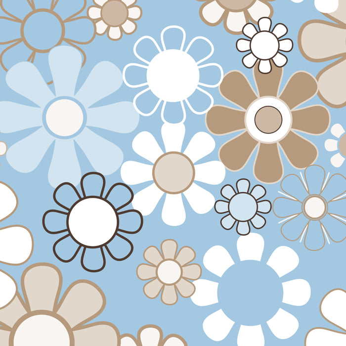 Floral Retro Garden Flower Pattern in Ice Blue Coffee Mug Gallery Image 2