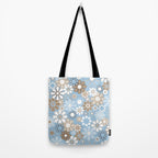 Floral Retro Garden Flower Pattern in Ice Blue Tote Bag Gallery Image 2