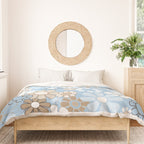 Floral Retro Garden Flower Pattern in Ice Blue Duvet Cover Gallery Image 3