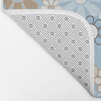 Floral Retro Garden Flower Pattern in Ice Blue Bath Mat Gallery Image 2