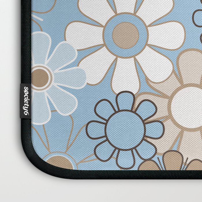 Floral Retro Garden Flower Pattern in Ice Blue Laptop Sleeve Gallery Image 3