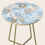 Floral Retro Garden Flower Pattern in Ice Blue Side Table Gallery Image 2