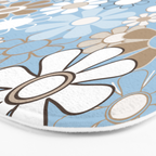 Floral Retro Garden Flower Pattern in Ice Blue Bath Mat Gallery Image 3