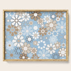Floral Retro Garden Flower Pattern in Ice Blue Serving Tray Gallery Image 1
