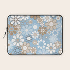 Floral Retro Garden Flower Pattern in Ice Blue Laptop Sleeve Gallery Image 1