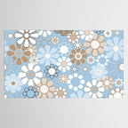 Floral Retro Garden Flower Pattern in Ice Blue Tablecloth Gallery Image 2