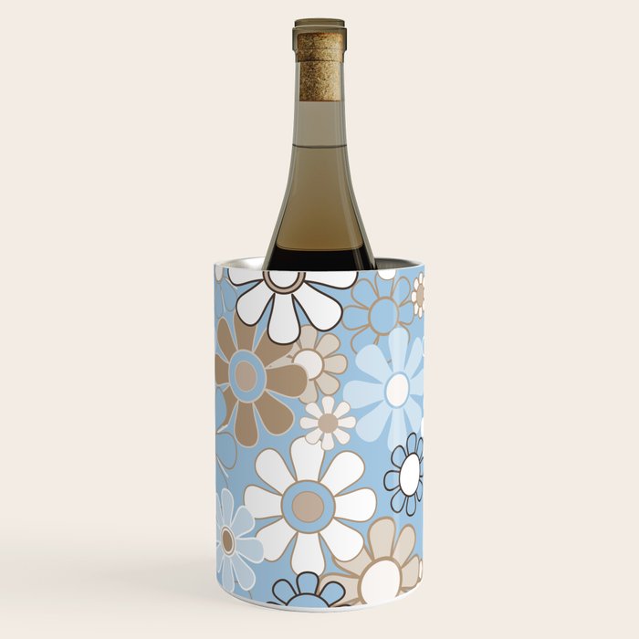 Floral Retro Garden Flower Pattern in Ice Blue Wine Chiller Gallery Image 2