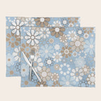 Floral Retro Garden Flower Pattern in Ice Blue Placemat Gallery Image 1