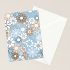 Floral Retro Garden Flower Pattern in Ice Blue Stationery Card Gallery Image 2