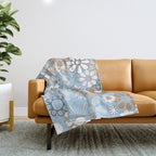 Floral Retro Garden Flower Pattern in Ice Blue Throw Blanket Gallery Image 1