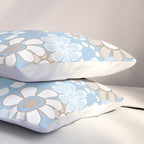 Floral Retro Garden Flower Pattern in Ice Blue Pillow Sham Gallery Image 3