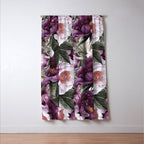 Purple Plum Pink Watercolor Peonies and Greenery Window Curtain Gallery Image 3