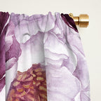 Purple Plum Pink Watercolor Peonies and Greenery Window Curtain Gallery Image 2