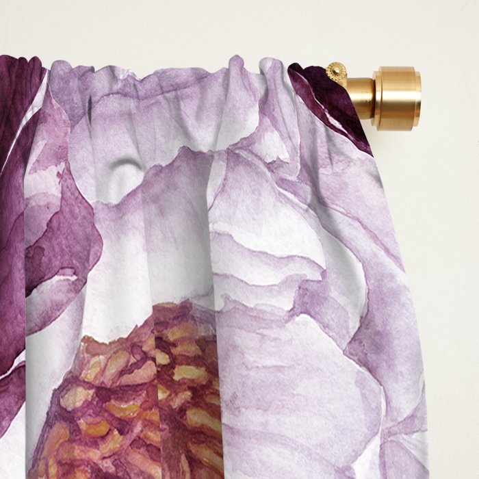 Purple Plum Pink Watercolor Peonies and Greenery Window Curtain Gallery Image 2